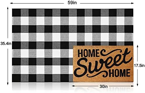 MUBIN Fall Decor Cotton Buffalo Plaid Rug, Washable Doormat Foldable Area Rug - Image 2
