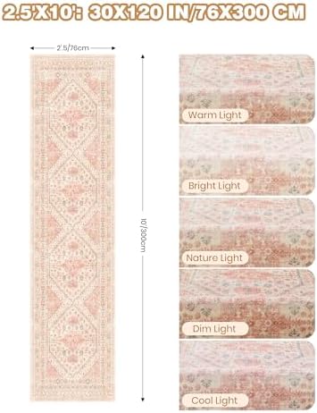 2.5x10 Kitchen Runner Rug Non Slip Vintage Washable Rugs - Image 2
