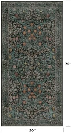 Dark Green Washable 3x6 Runner Rug - Image 2
