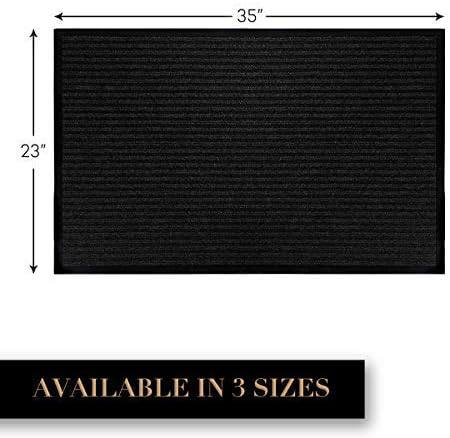 LuxUrux 2-Pack Heavy-Duty Striped Black Rubber Door Mats - Image 2