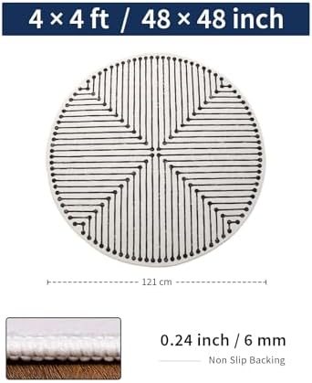 YIHOUSE Washable 4ft Round Rug for Entryway Non Slip, Striped Modern Circle - Image 5