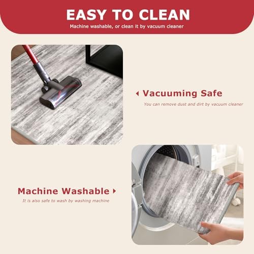 KOZYFLY Modern Kitchen Runner Rug 2x6 Washable Rug Runner Grey Beige - Image 5