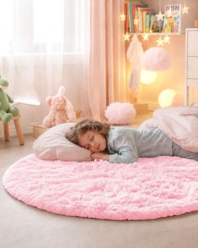Smiry Round Area Rugs for Living Room Bedroom 2x2 ft, Fluffy Carpet - Image 5