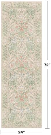 Hazo Haus Non Slip Beige Green Runner Rug - Image 2
