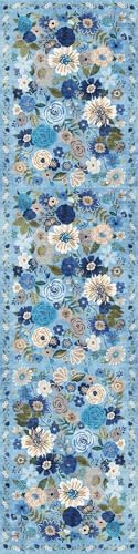 Blue Floral Hallway Runner Rug for Bedroom Kitchen - Image 3