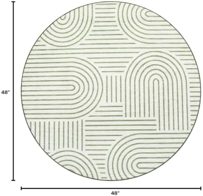 ROYHOME Modern 4ft Round Washable Rug - Image 2