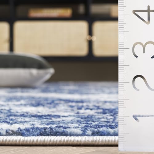 SAFAVIEH Amelia Area Rug 10'x14', Modern Ivory & Navy ALA705A - Image 5