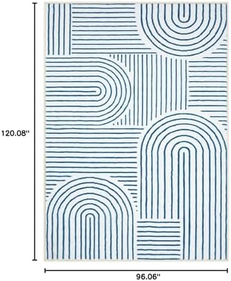 Lahome Abstract Blue and White Rug, Washable 6x9 Area Rugs - Image 2