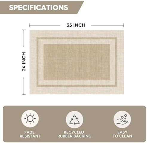 Artoid Mode Beige Absorbent Rectangle Non-Skid Doormat, Home Mats Non Slip - Image 3