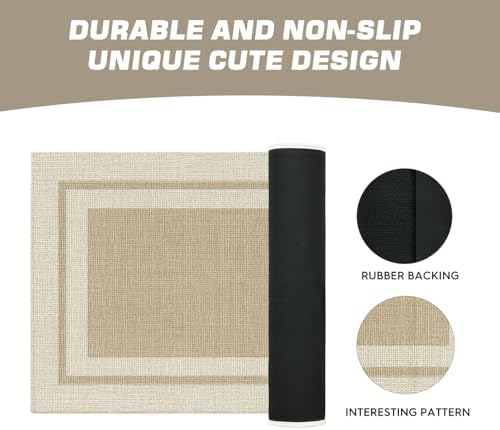 Artoid Mode Beige Absorbent Rectangle Non-Skid Doormat, Home Mats Non Slip - Image 7