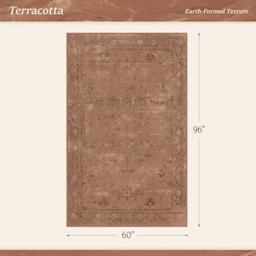 Terracotta 5x8 Washable Area Rug - Image 2