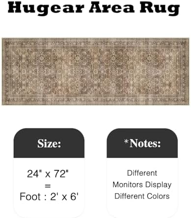 HUGEAR 2x6 Brown Vintage Distressed Washable Runner Rug - Image 2