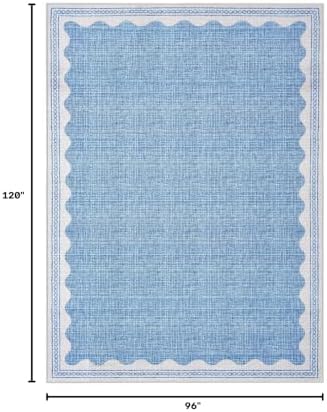 GarveeHome Scalloped 8x10 Rug for Living Room Washable Non-Slip Solid Blue - Image 2