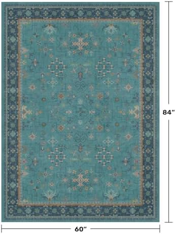 5x7 Teal Rug for Living Room, Boho Turquoise Rugs for Bedroom, Modern Eclectic - Image 2