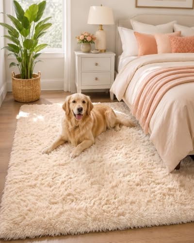 OLANLY 3x5 Machine Washable Small Bedside Rug, Soft Fluffy Shaggy Rugs - Image 5