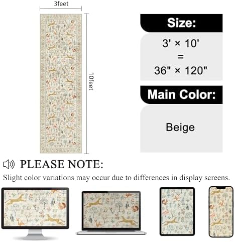 DUKINO 3x10 Washable Runner Rug, Non Slip Animal Rug - Image 2