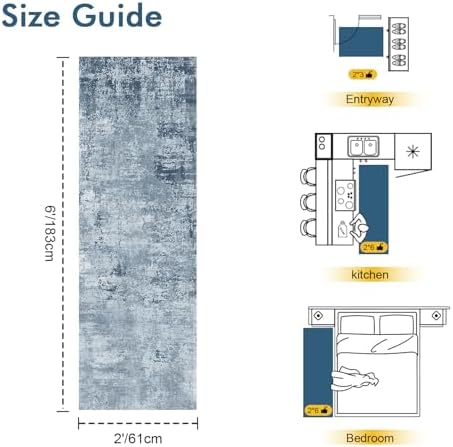 2x6 Ft Abstract Washable Runner Area Rugs - Image 2