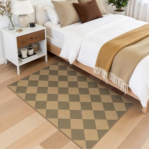 Lessymo Checkered Entryway Rug 3x5, Easy Jute Washable Rugs - Image 4