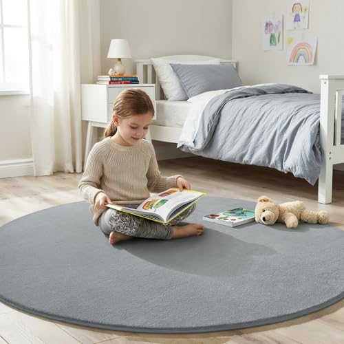 Amearea Grey Round Area Rugs 6ft Circle Rugs - Image 5