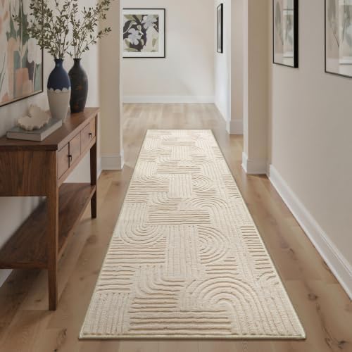 GENIMO Soft 2'6"x8' Runner Rug Non Slip Hallway, Washable 3D High Low Pile - Image 3