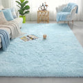 Amdrebio Light Blue Fluffy Big Rug 6x9 by Amdrebio