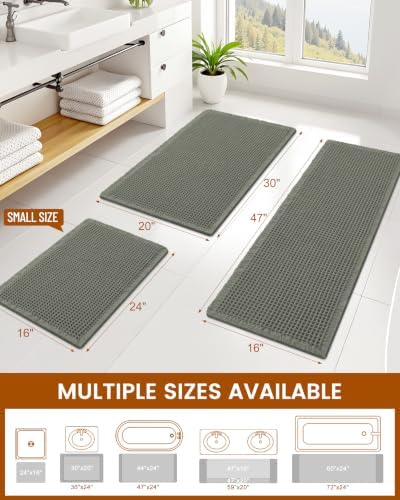 Smiry Waffle Bath Mat 40X32, Extra Soft Absorbent Bathroom Rugs - Image 2