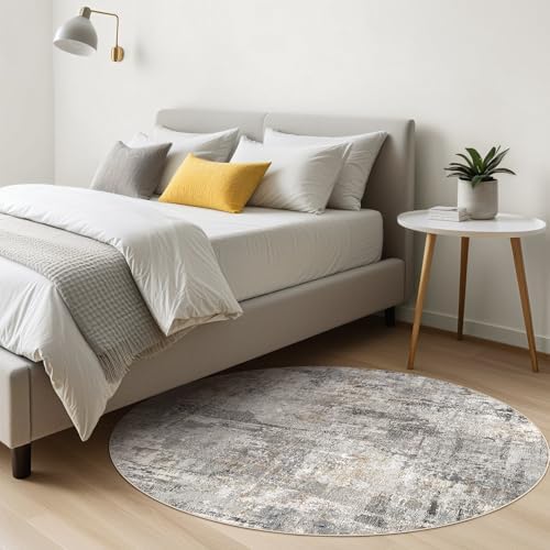 LOONGRUG Round Rug 10x10 Washable Circle Large Neutral Modern Abstract Rug - Image 4