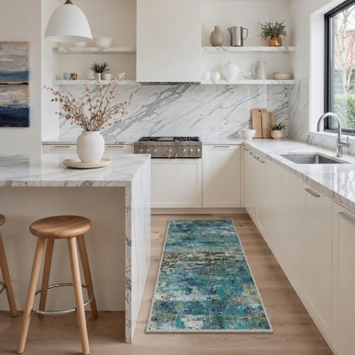 BEIMO 8x10 Faded Teal Abstract Area Rug, Washable Non-Slip - Image 6