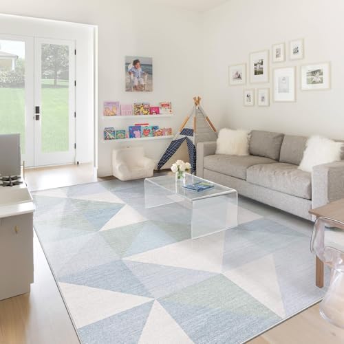 Washable Rug 8x10 Area Rugs: Modern Geometric Area Rug - Image 5