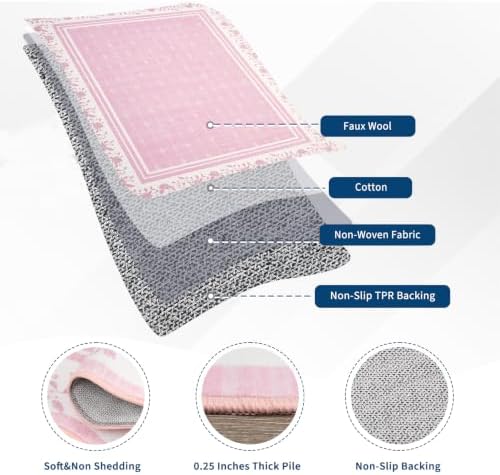 Garvee 2x6 Runner Rug Scalloped Kitchen Runner Rug Entryway Runners Pink - Image 4