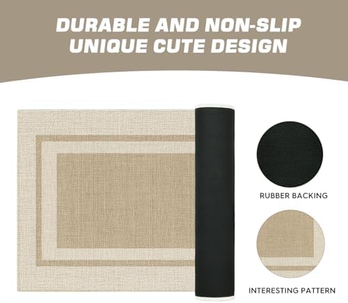 Artoid Mode Beige Absorbent Rectangle Non-Skid Doormat, Home Mats Non Slip - Image 7