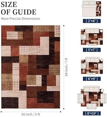 YIHOUSE Brown Modern 5x7 Area Rugs - Image 2