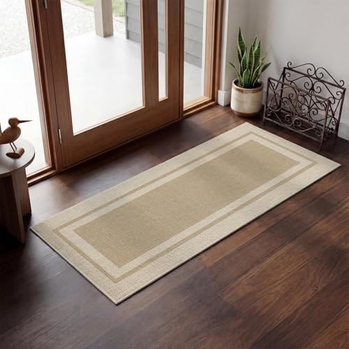Artoid Mode Beige Absorbent Rectangle Non-Skid Doormat, Home Mats Non Slip - Image 2