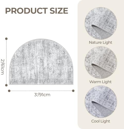 2x3 Half Circle Rug, Small Washable Entryway Rug - Image 2