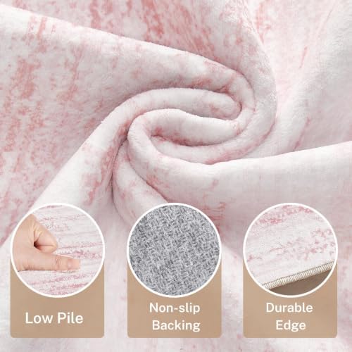 Area Rug Living Room-6X9 Abstract Washable Rug Pink - Image 6