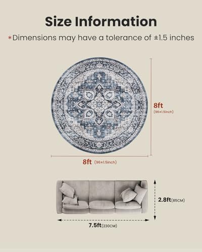Amada Round 8x8 Washable Area Rug - Image 2