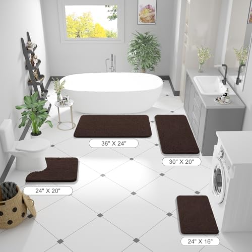 OLANLY Bathroom Runner Rugs 47x20, Extra Soft Absorbent Chenille Bath Rugs - Image 2