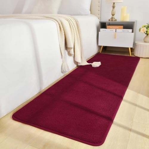 BENRON Soft Runner Rugs for Bedroom Hallway 2x6 Wine Red, Non Slip Washable - Image 2