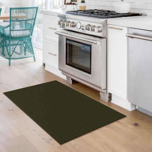 KOZYFLY 2x3 Washable Entryway Rug, Woven Door Mat, Sage Green/Taupe - Image 2