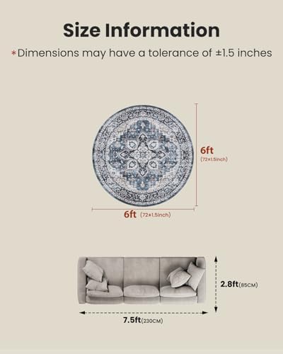 Amada Round 6x6 Washable Area Rug - Image 2