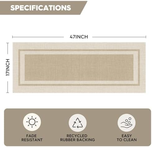 Artoid Mode Beige Absorbent Rectangle Non-Skid Doormat, Home Mats Non Slip - Image 3