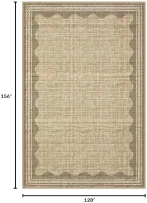 GarveeHome Scalloped Tan Washable Rugs 10x13 Rug - Image 2