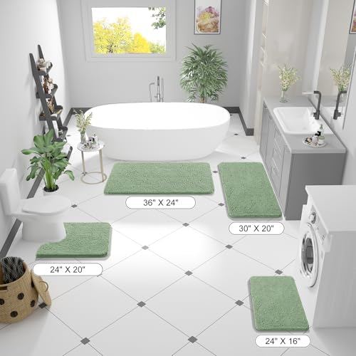 OLANLY Bathroom Runner Rugs 45x27, Extra Soft Absorbent Chenille Bath Rugs - Image 2