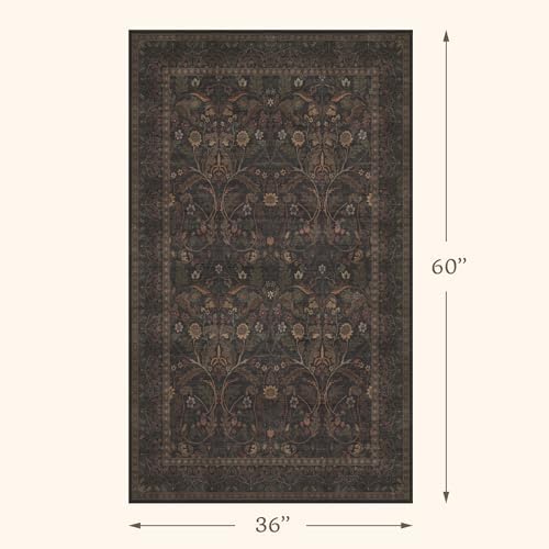 3x5 Rustic Brown Large Entry Way Area Rugs Indoor Washable - Image 2