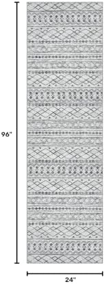 KUTA Boho Runners for Hallways 2x8 Grey Moroccan Washable Runner Rug - Image 2