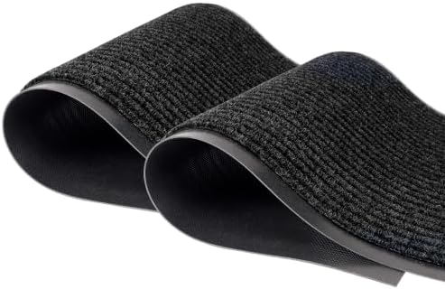LuxUrux 2-Pack Heavy-Duty Striped Black Rubber Door Mats by LuxUrux