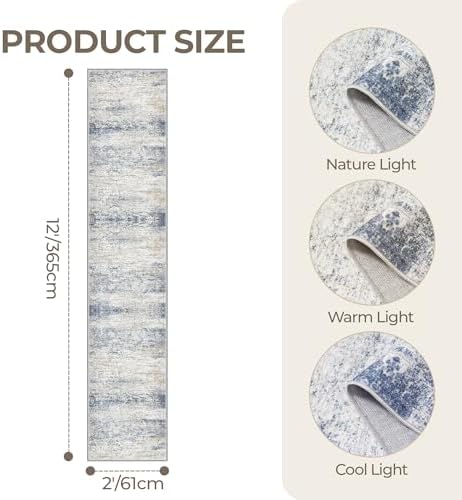 2x12 Runner Rug Non Slip, Washable Hallway Runner Rug - Image 2