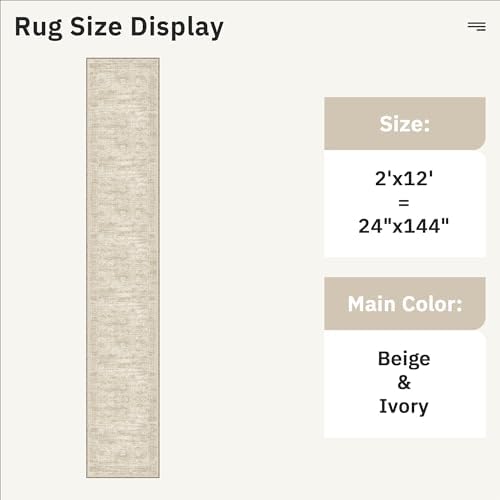 Soalmost Runner Rug 2x12 Washable Non-Slip Hallway Kitchen Runners Beige - Image 5