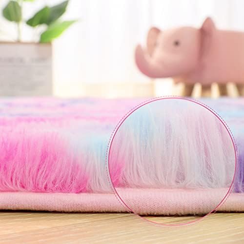 AROGAN Fluffy 5x8 Rainbow Area Rugs - Image 6