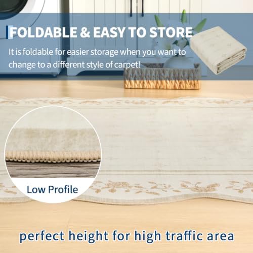 Garvee 2x6 Runner Rug Scalloped Kitchen Runner Rug Entryway Runners Ivory - Image 6